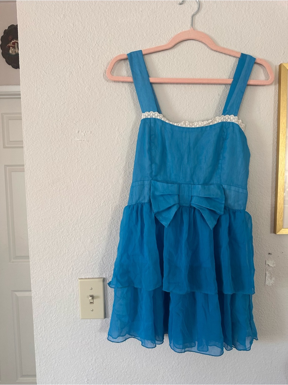 Freeway Modcloth Brand L Blue Tunic Tank Top Bow